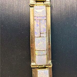 Vintage Native American 14k yellow gold & opal bracelet